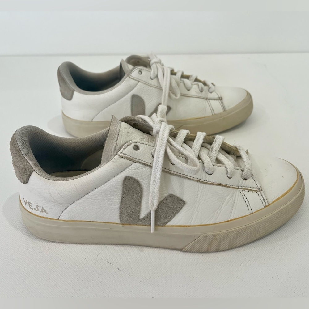 Veja White and Gray Low-Top Sneakers